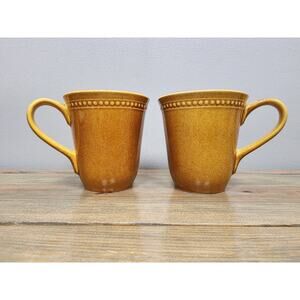 Pier 1 Imports Stoneware Spice Route Ginger Coffee Mugs Set Of 2